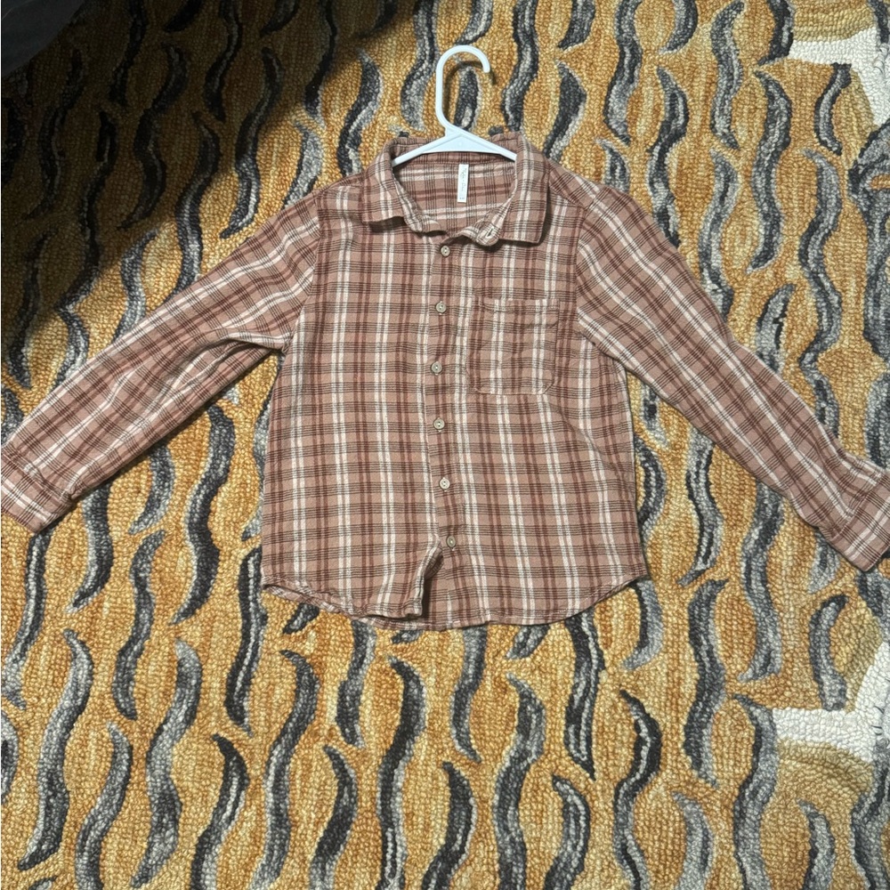 Rylee + Cru Brown Plaid Button Down Shirt